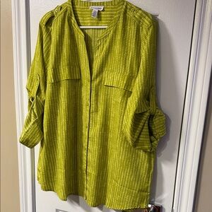 Calvin Klein Lime Green Button-Down Blouse